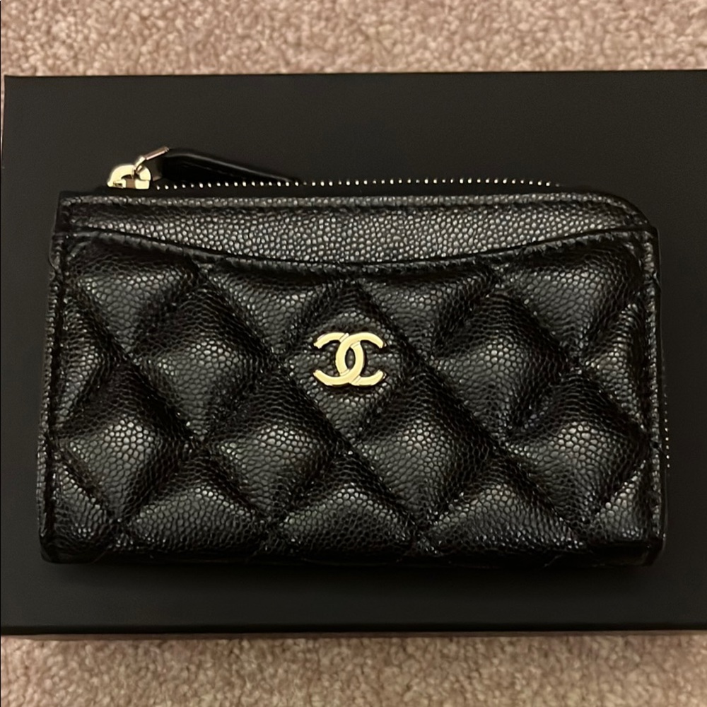 Chanel Black Quilted Leather Wallet